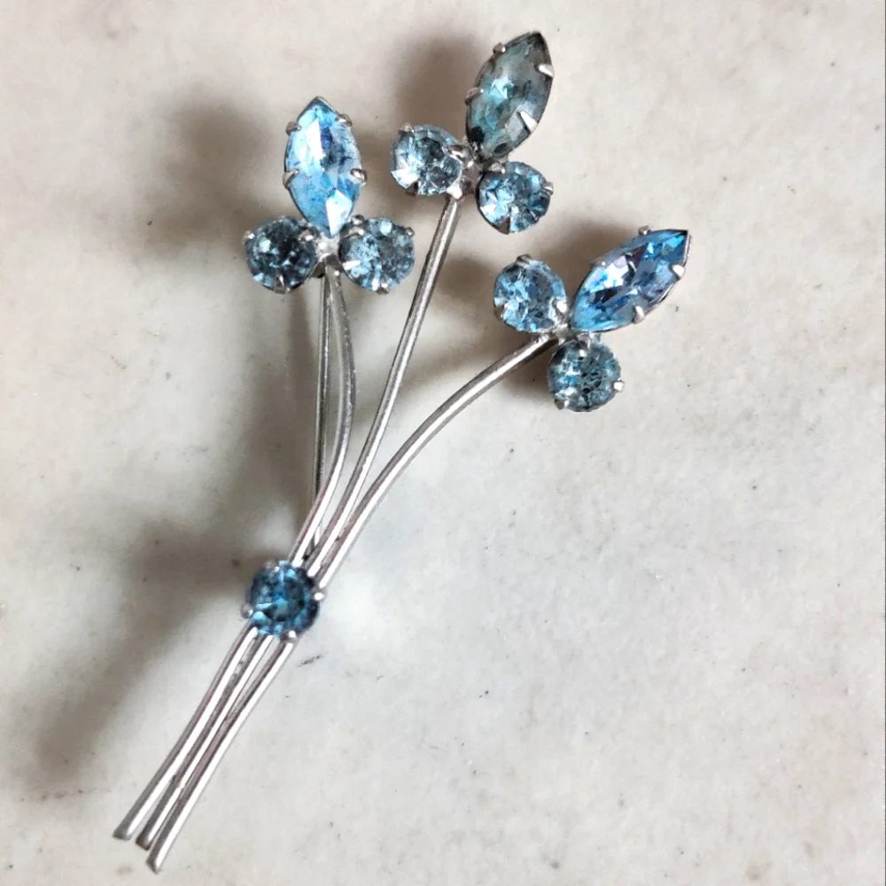 Vintage Signed Azub Austria Flower Bouquet Brooch - Picture 3 of 12